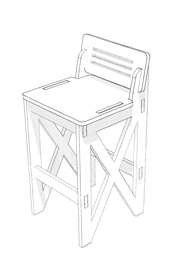 Silla de bar de madera en Valdivia